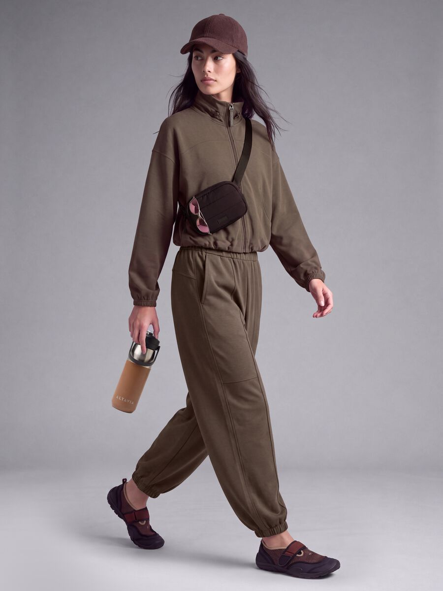 Green cropped soft-touch full-zip with stand-up collar ALTAVIA STUDIO_4