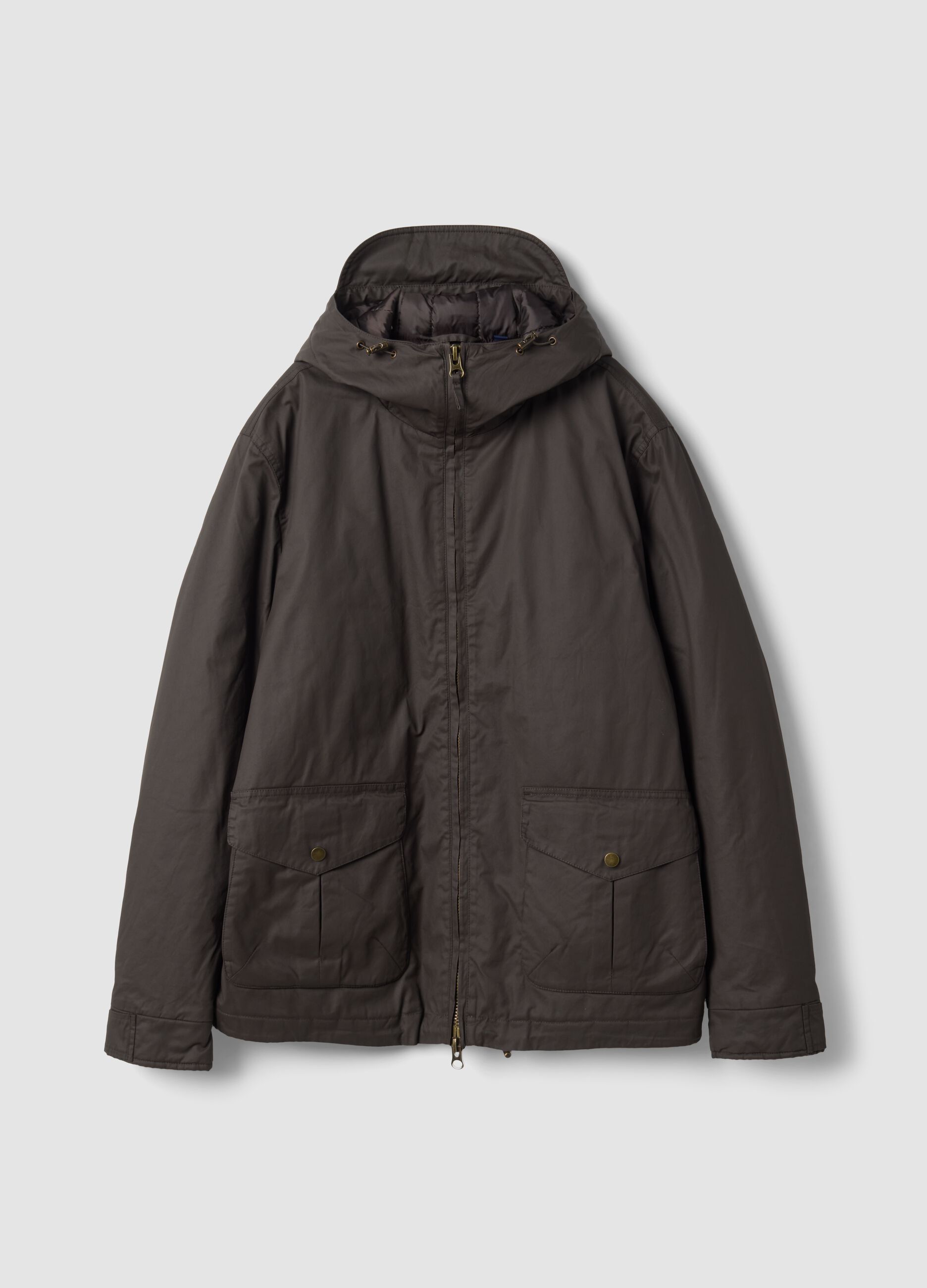 Brown pure cotton hooded jacket