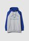 Grey marl cotton-blend hoodie with drawstring hood and print_0
