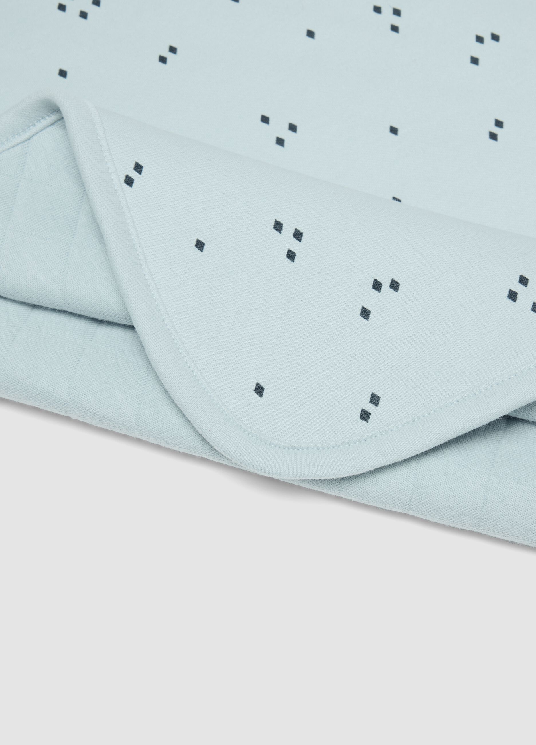 Light blue organic cotton-blend baby blanket with print