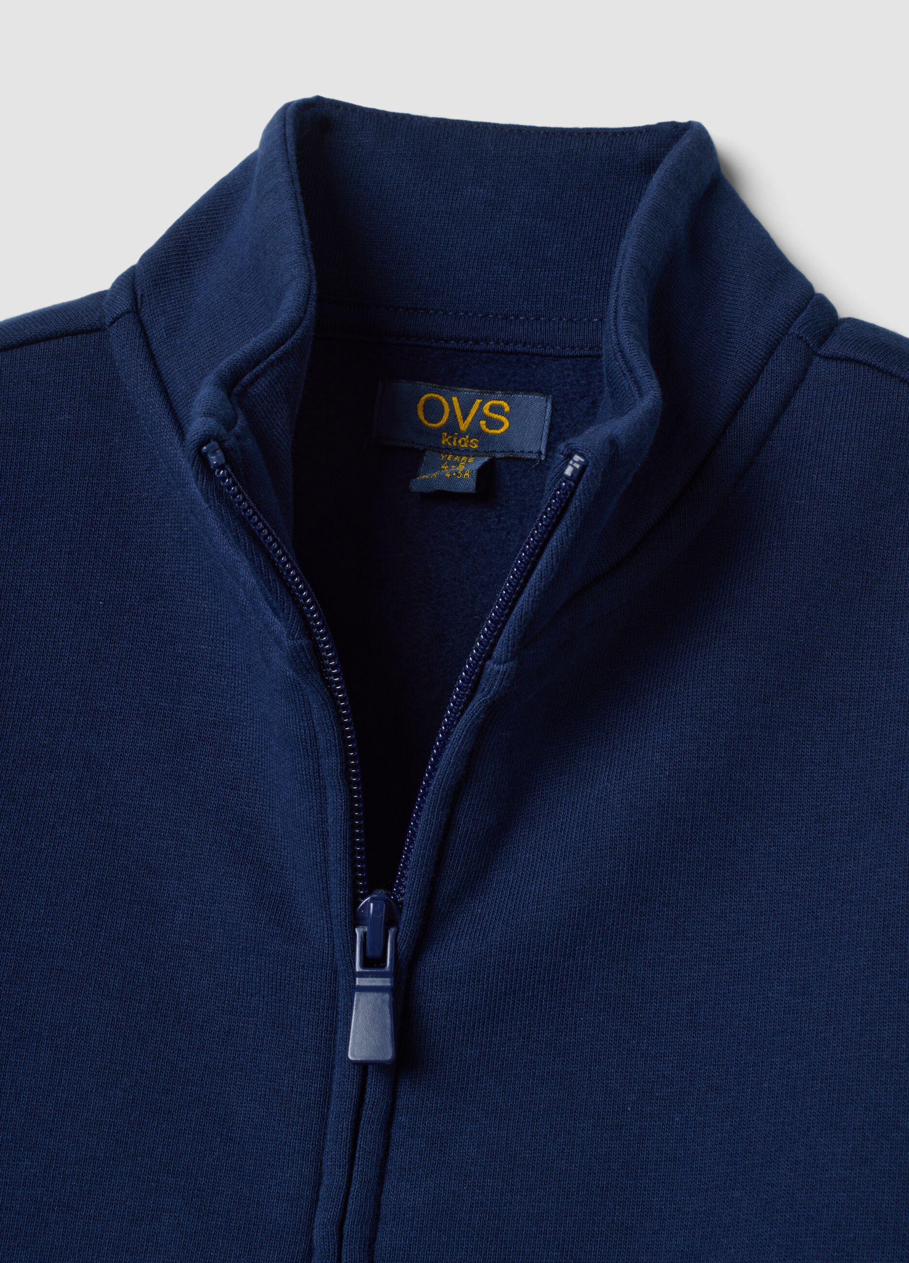 Felpa blu in puro cotone organico con colletto