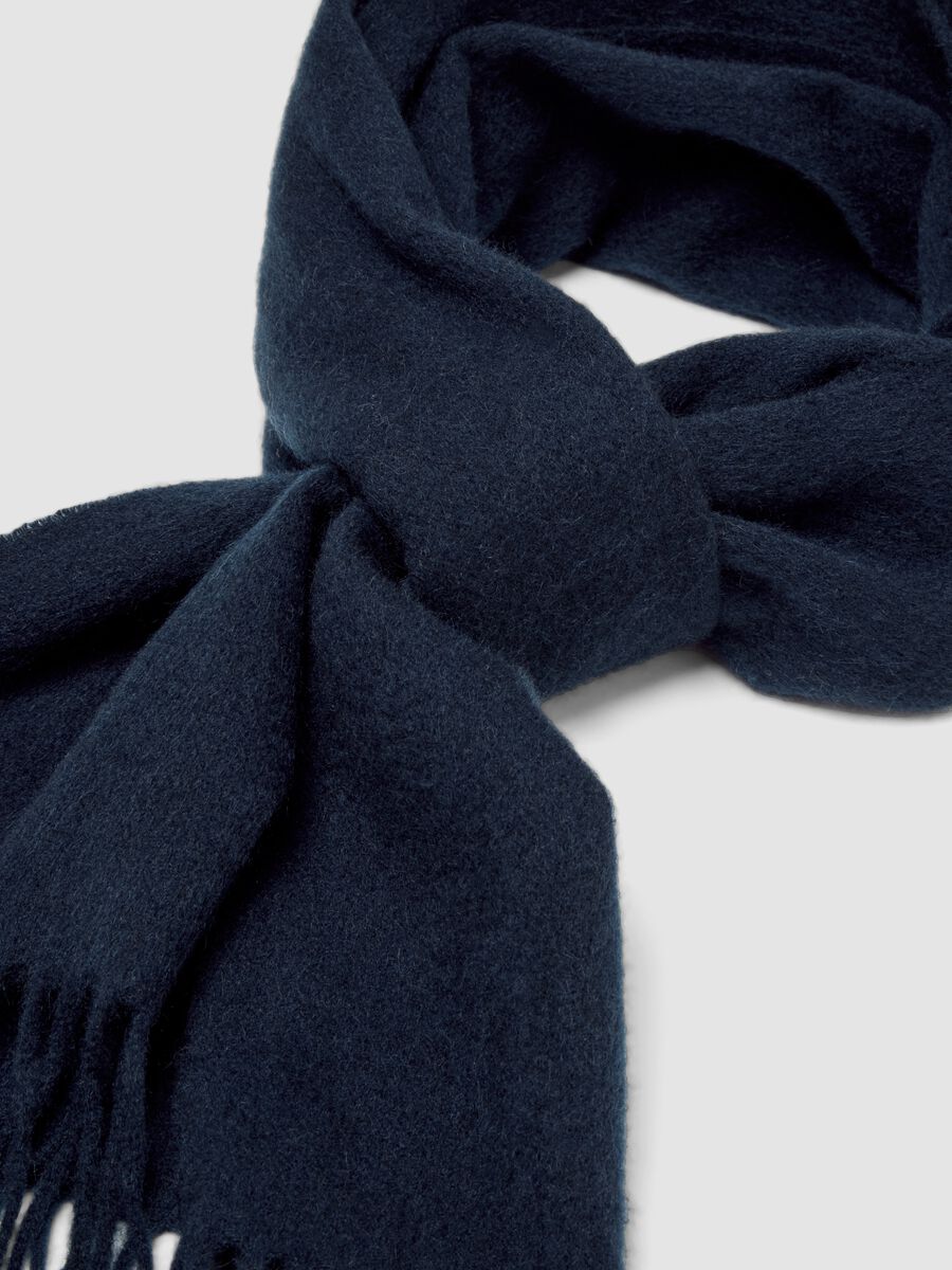 Blue pure cashmere scarf with fringes_2