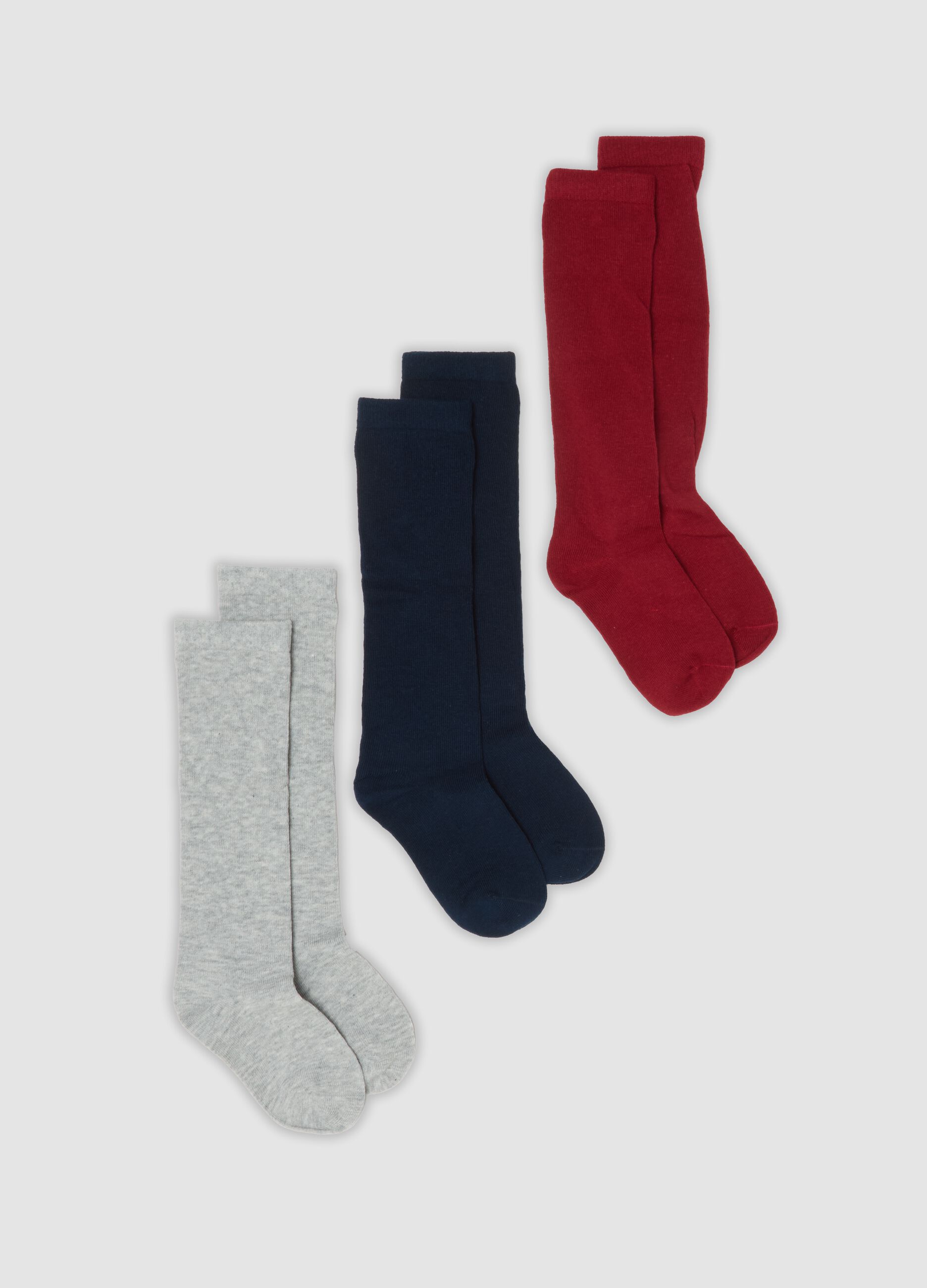 3-pack of multicolour long socks in organic stretch cotton
