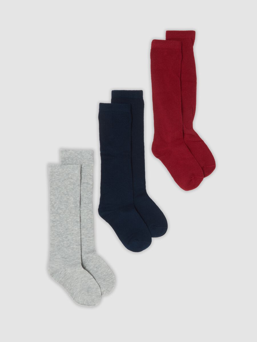 3-pack of multicolour long socks in organic stretch cotton_0