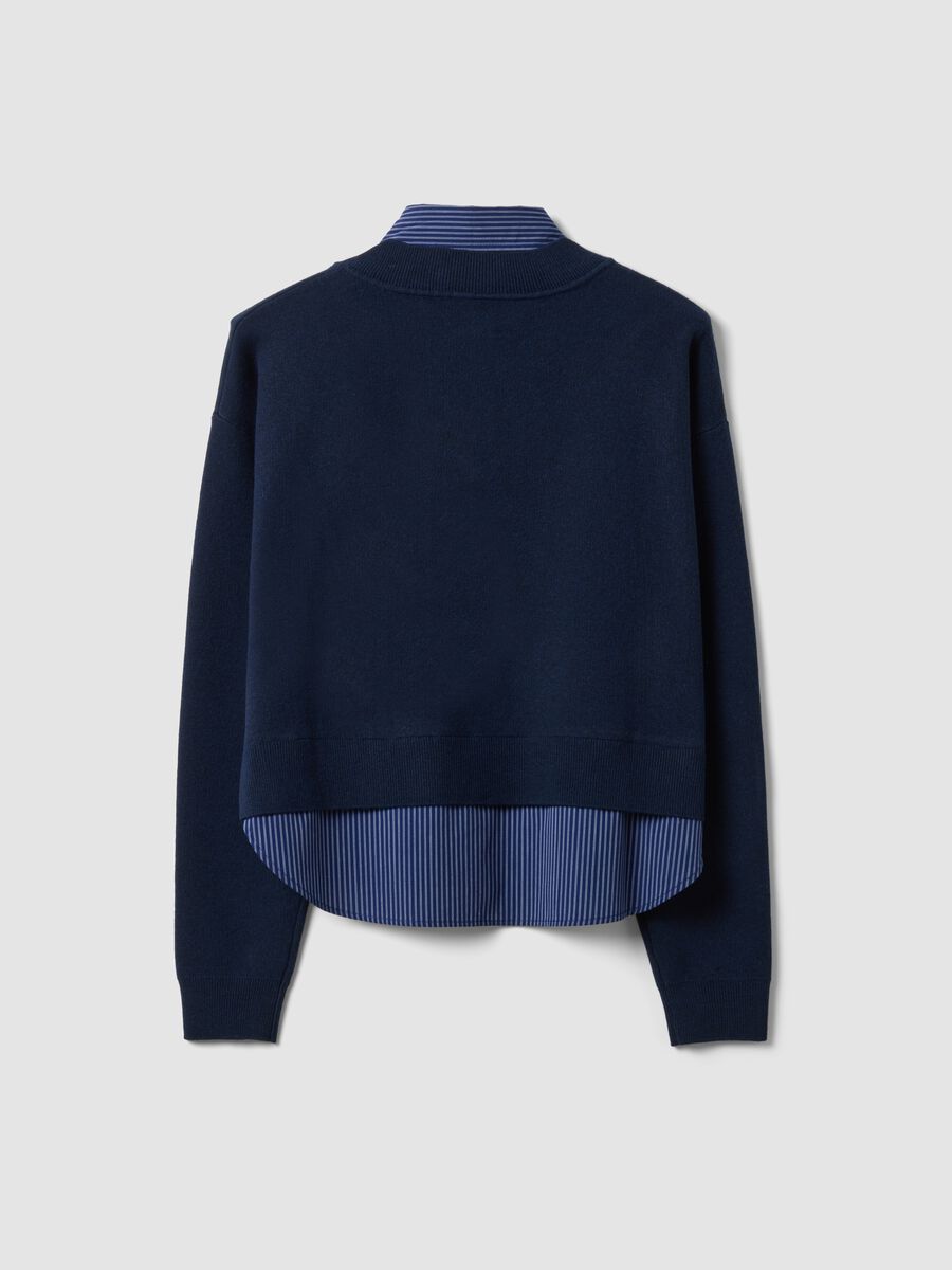 Felpa blu in misto viscosa con scollo a V_2