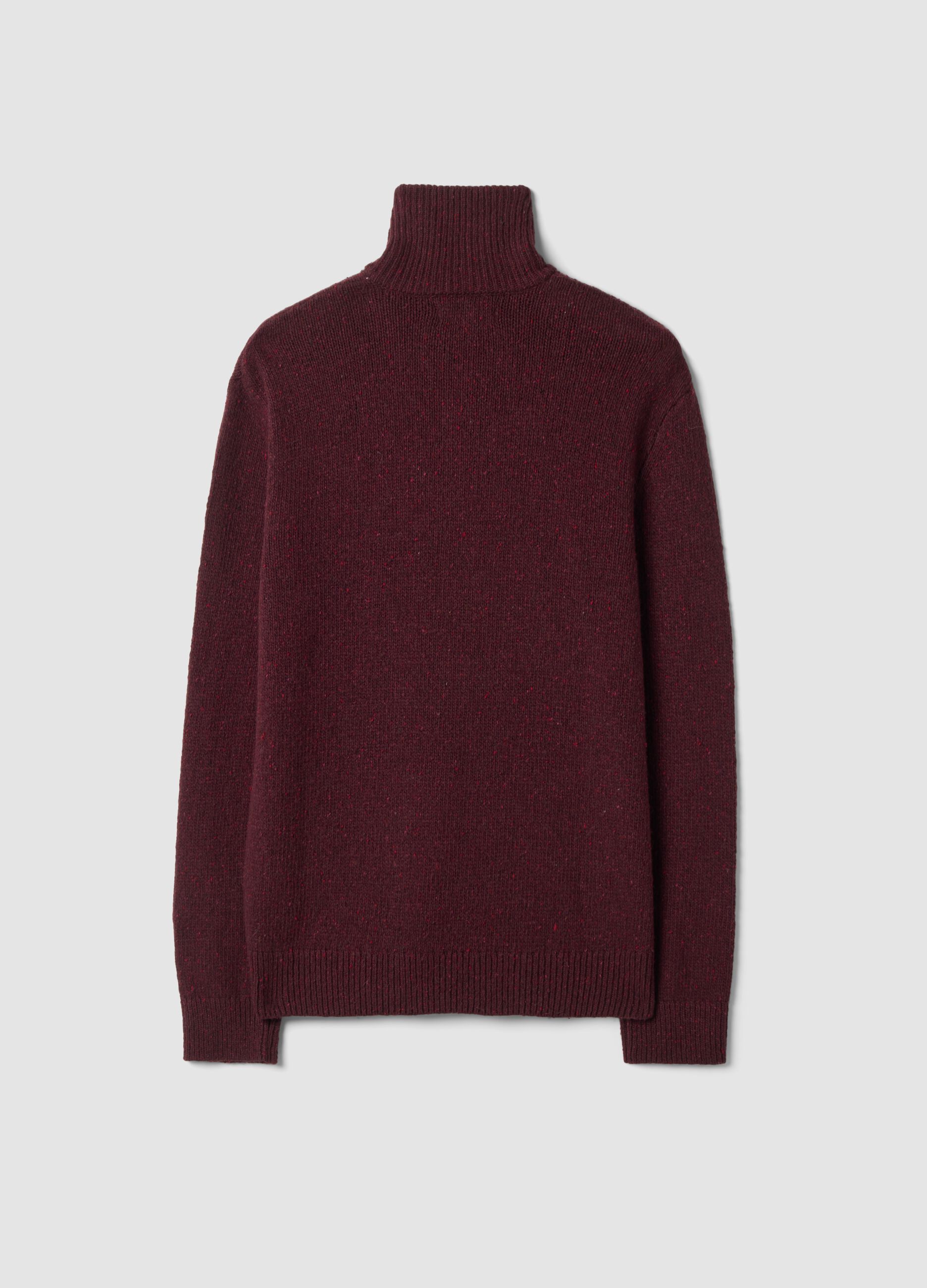Red half-zip jumper in cotton and wool blend
