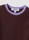 Brown stretch cotton fitted T-shirt with contrast trims_1