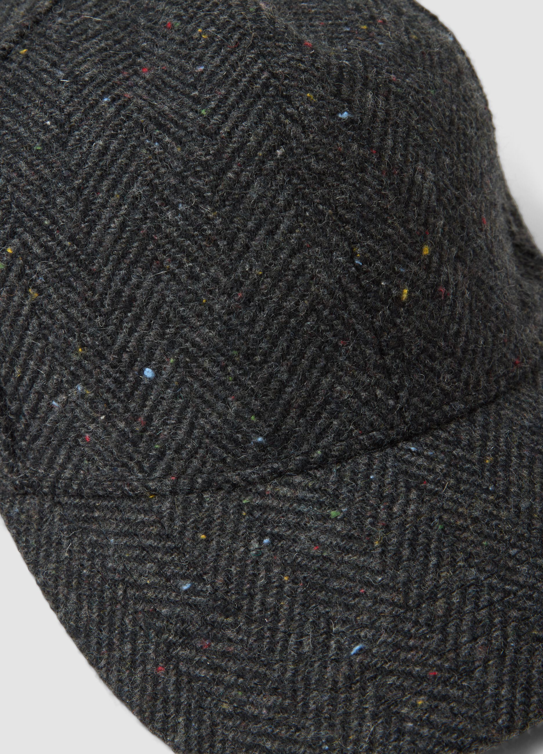 Grey wool and viscose blend baseball cap