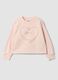 Pink cotton-blend crew-neck sweatshirt with heart_0