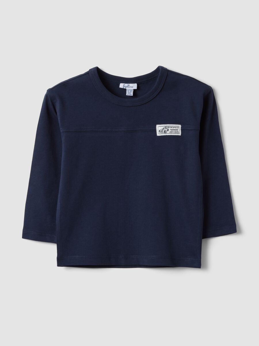 Blue pure organic cotton T-shirt with print for boys_0