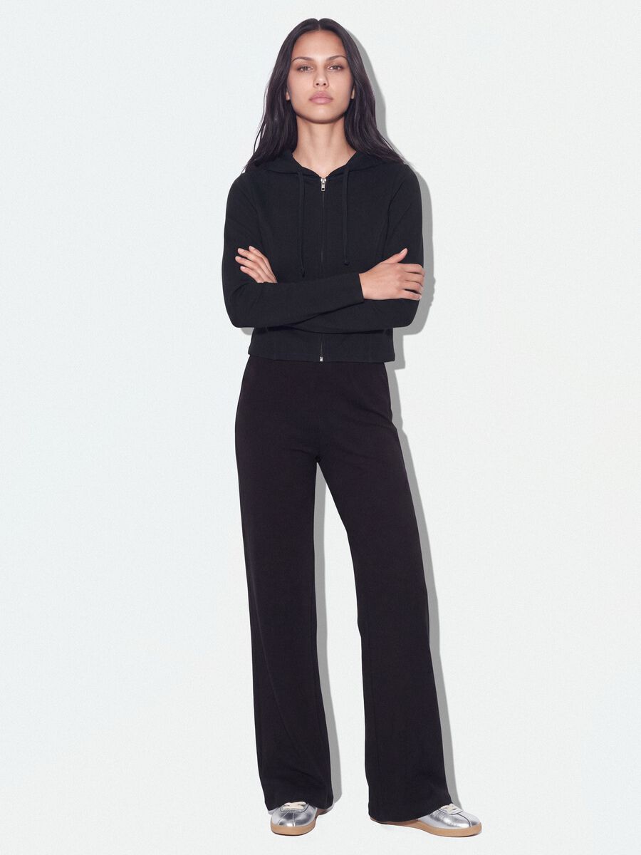 Black flare joggers in pure cotton_0