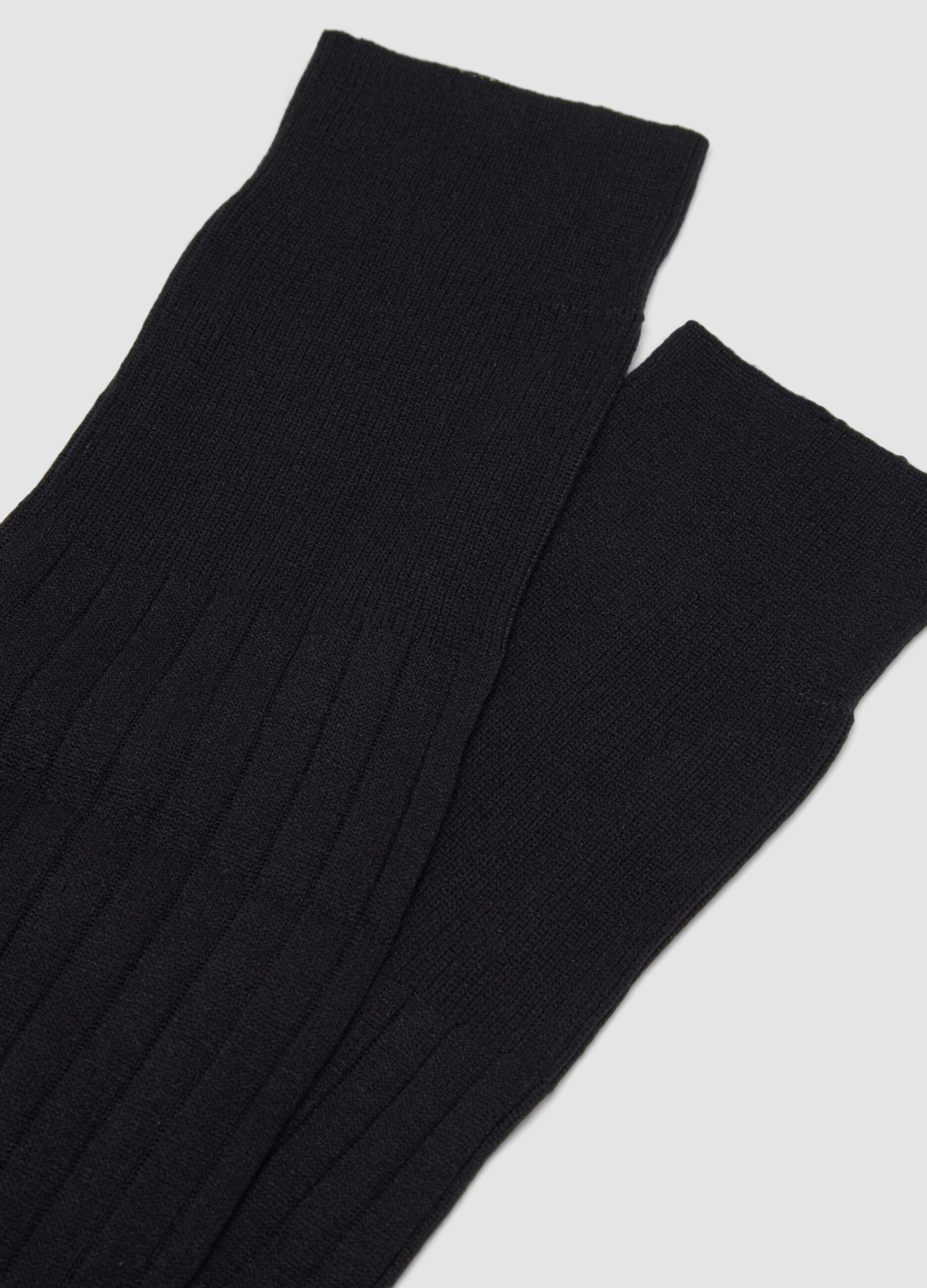 Two-pack of black long ribbed socks