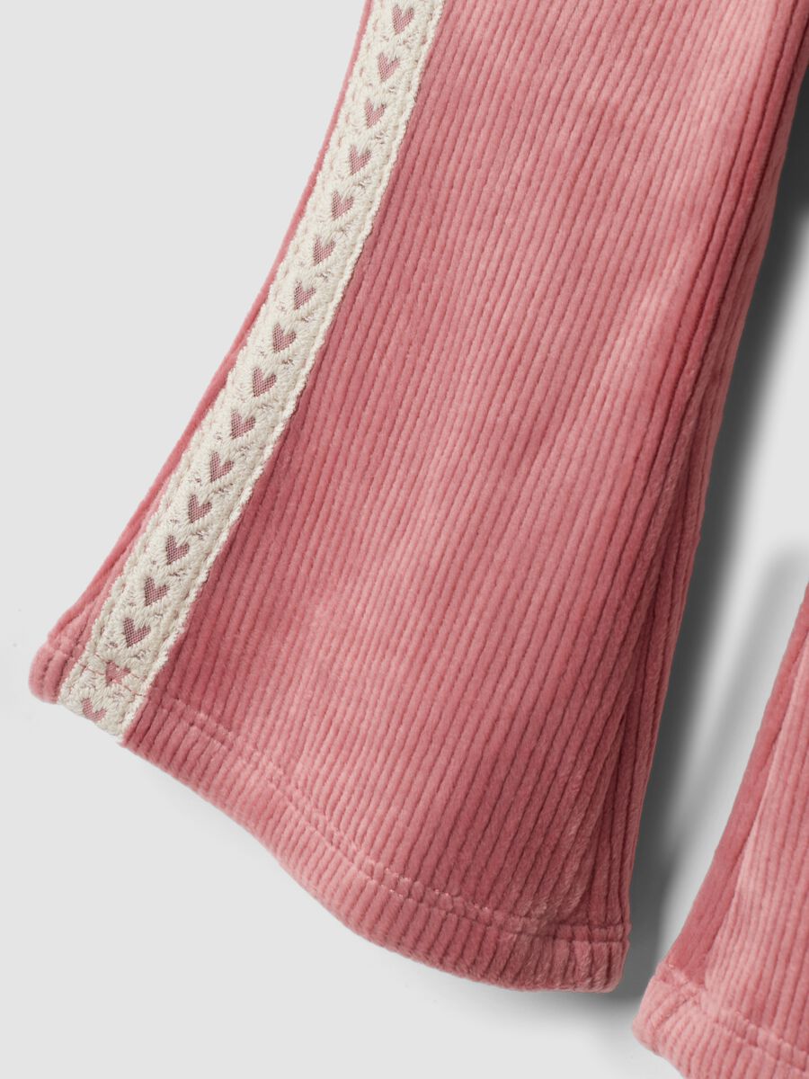 Pink ribbed stretch flared trousers_2