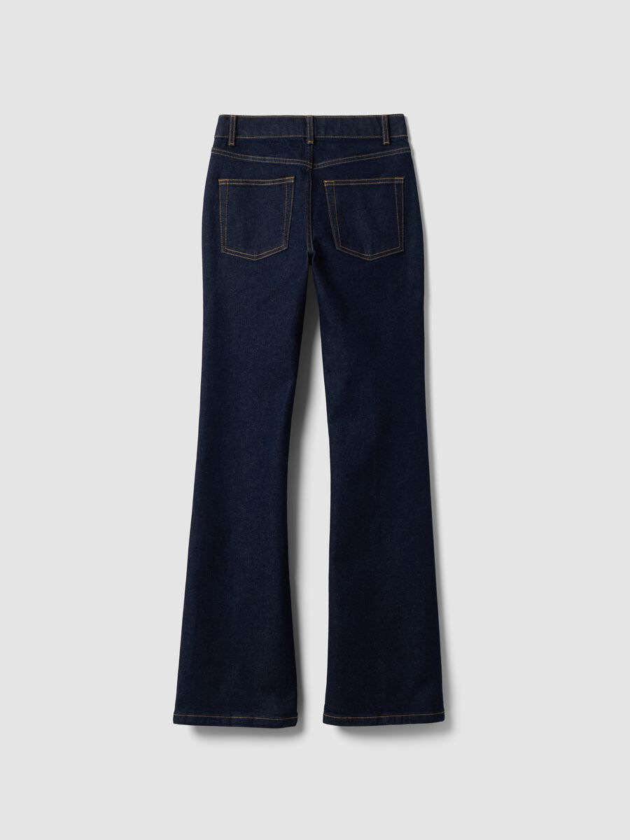 Blue stretch-cotton bootcut jeans_6