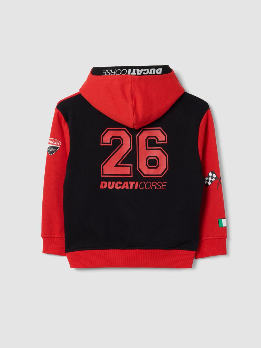 Black and red cotton-blend fleece hoodie with Ducati styling_1