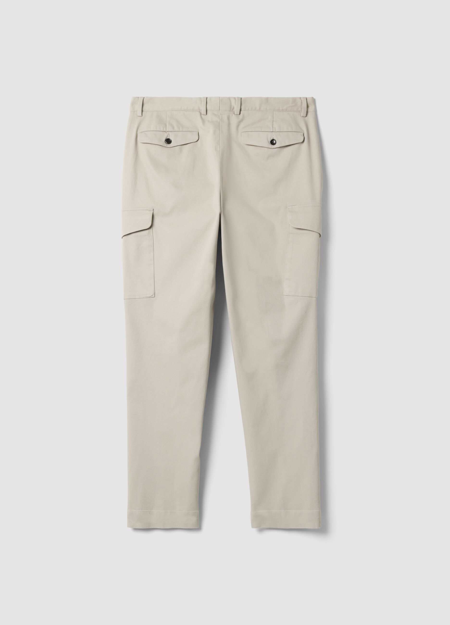 Grey comfort-fit stretch cotton twill cargo trousers