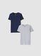 Bipack t-shirt blu e grigio in puro cotone organico girocollo_0