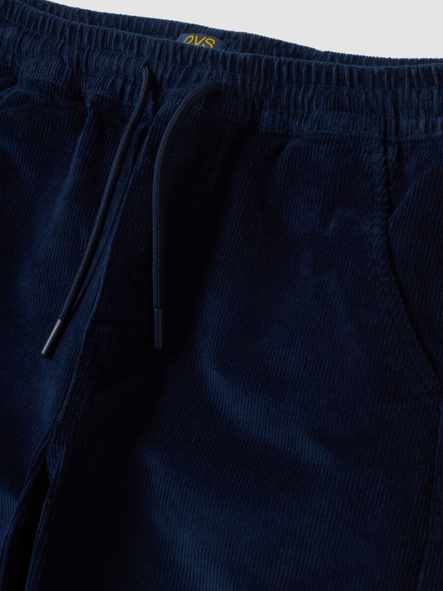 Blue ribbed relaxed-fit joggers in stretch cotton_1