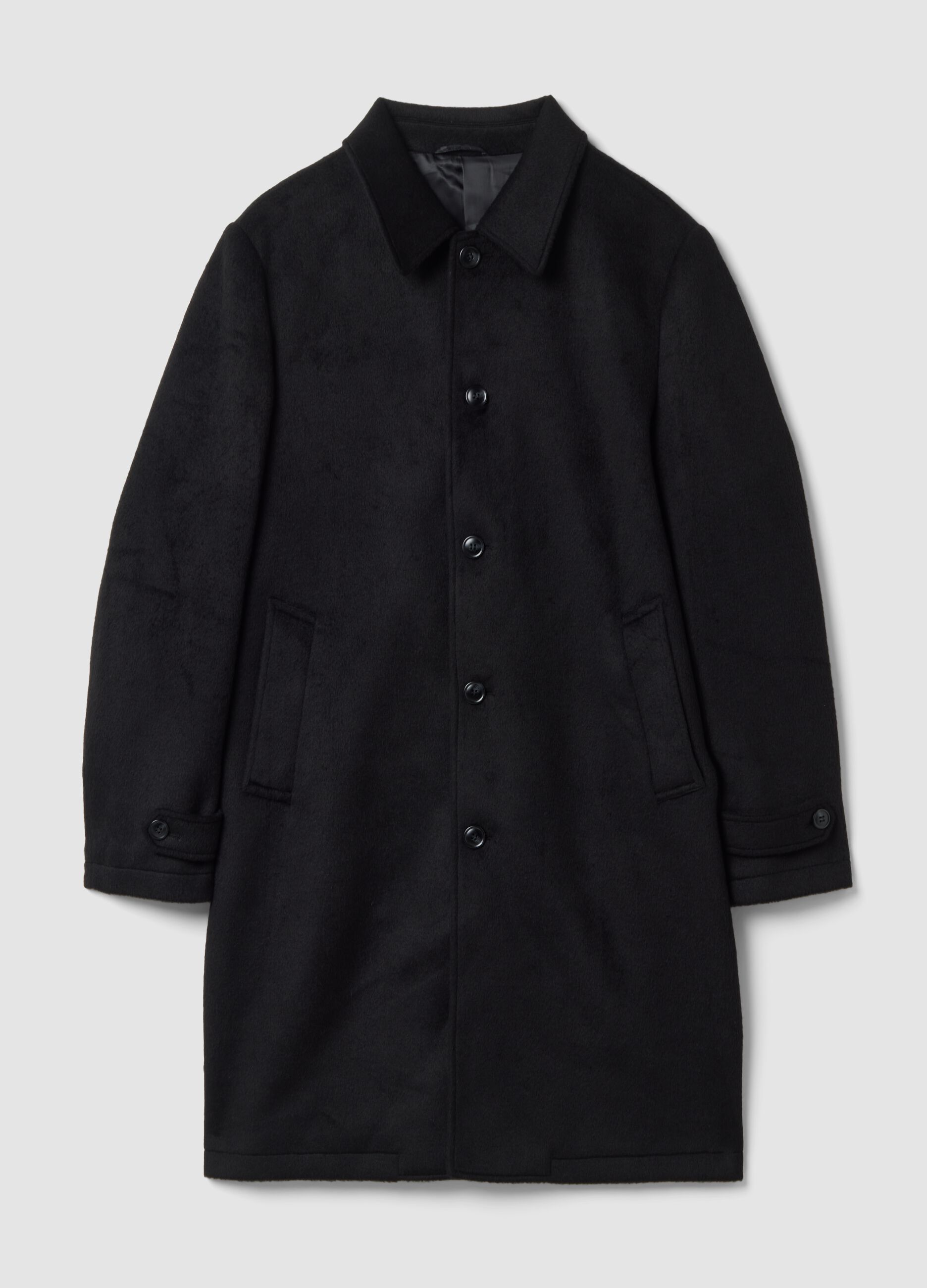 Black regular-fit coat with buttons