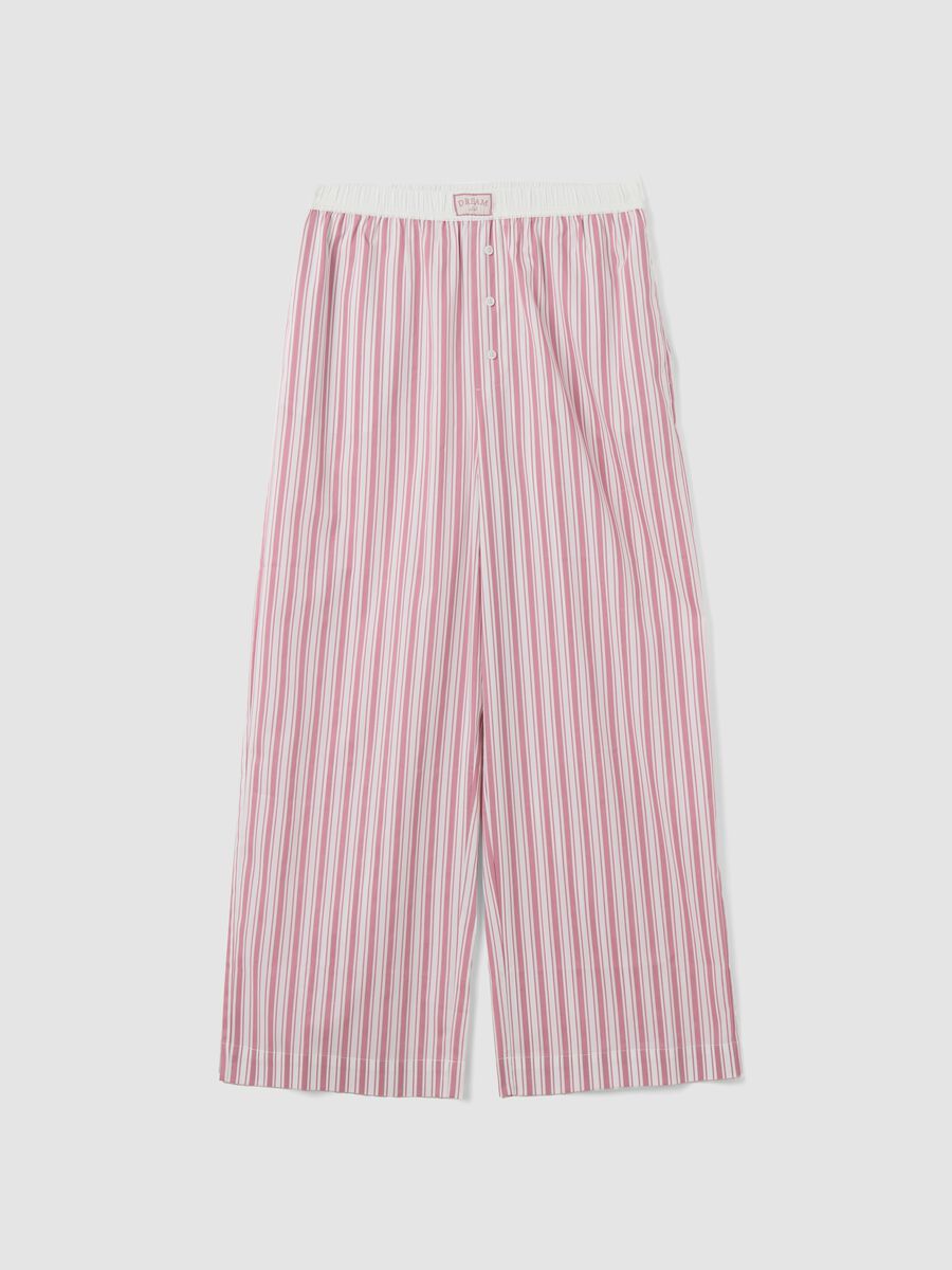 Pink striped stretch cotton-blend poplin pyjama trousers_4