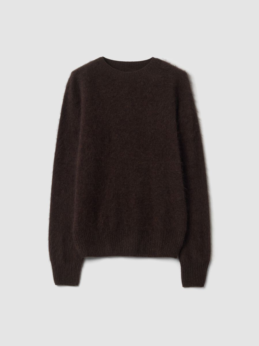 Brown crew-neck wool and cashmere-blend jumper, oversized fit_4