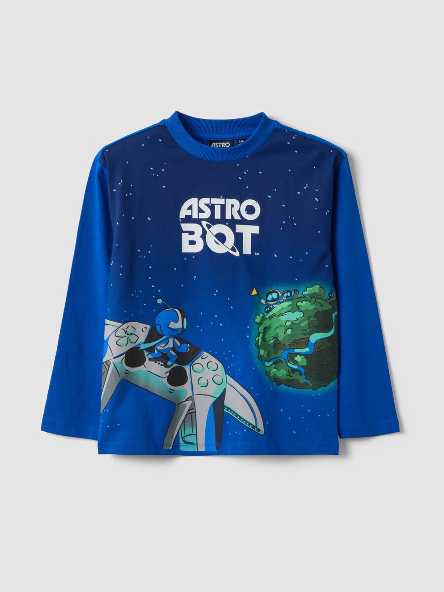 Blue pure cotton Astro Bot print T-shirt, relaxed fit_0