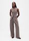 Brown stretch fabric trousers_0