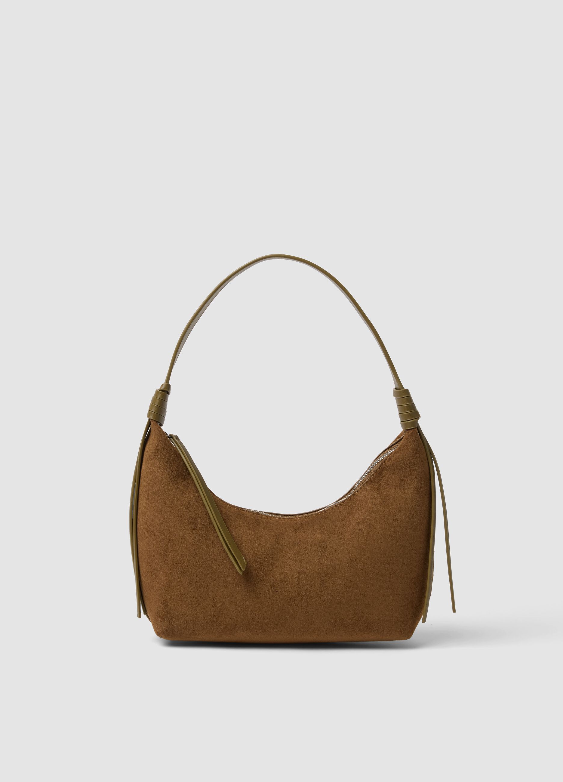 Brown stretch-fabric hobo bag