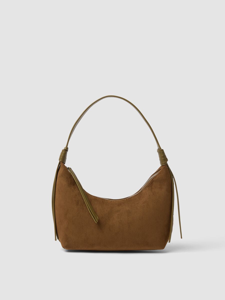 Brown stretch-fabric hobo bag_0