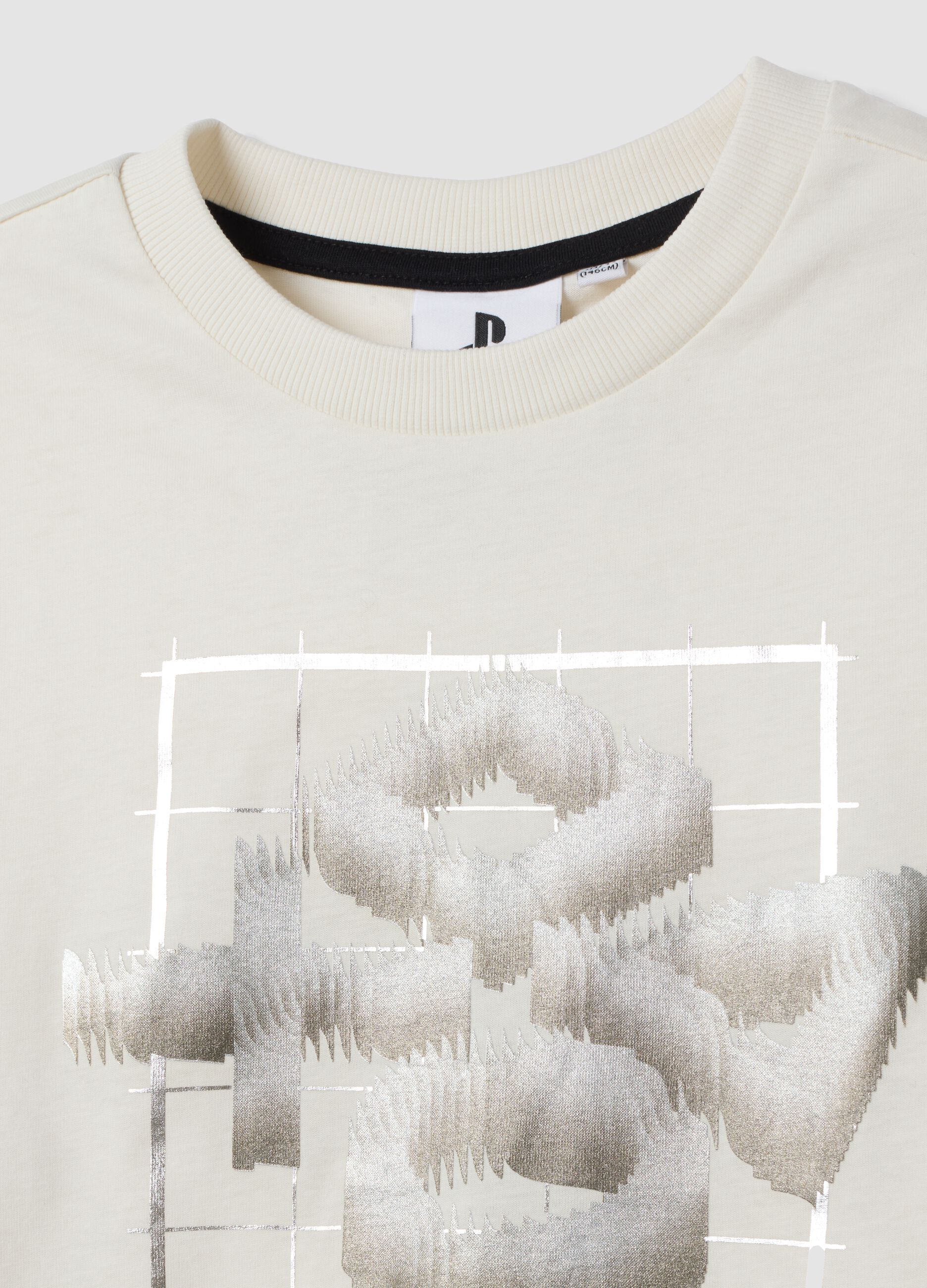 White pure cotton crew-neck T-shirt with PlayStation print
