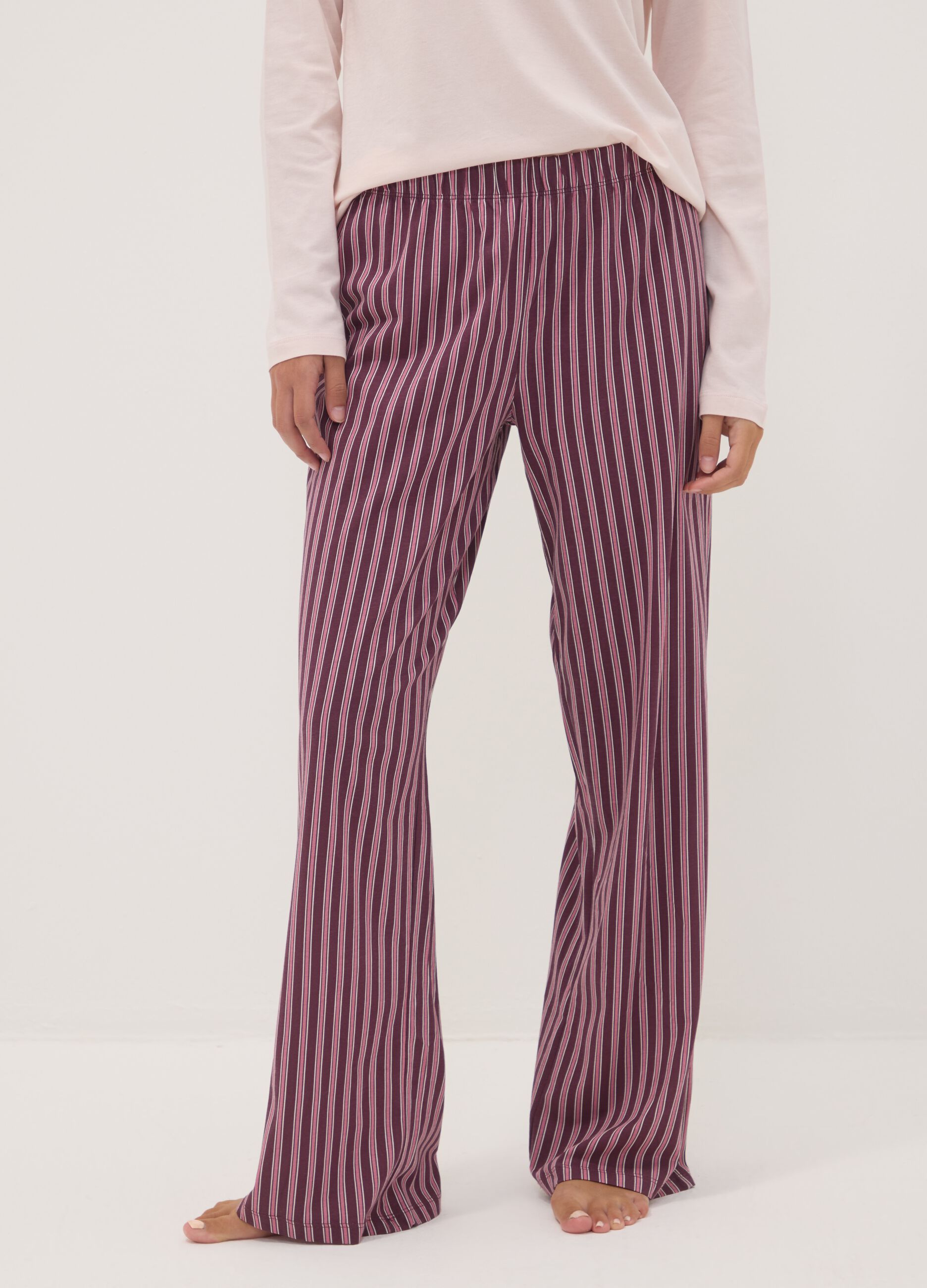Mauve purple organic cotton crew-neck pyjamas