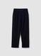 Navy blue ribbed stretch regular-fit trousers_0