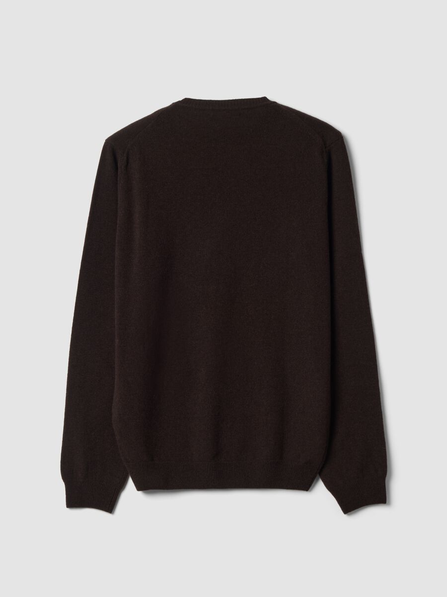 Brown pure wool crew-neck jumper, regular fit_2