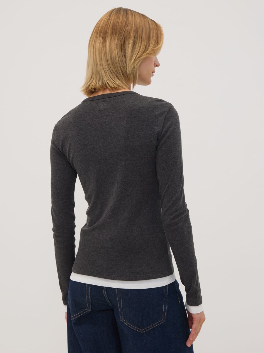 Grey cotton-blend crew-neck T-shirt_3