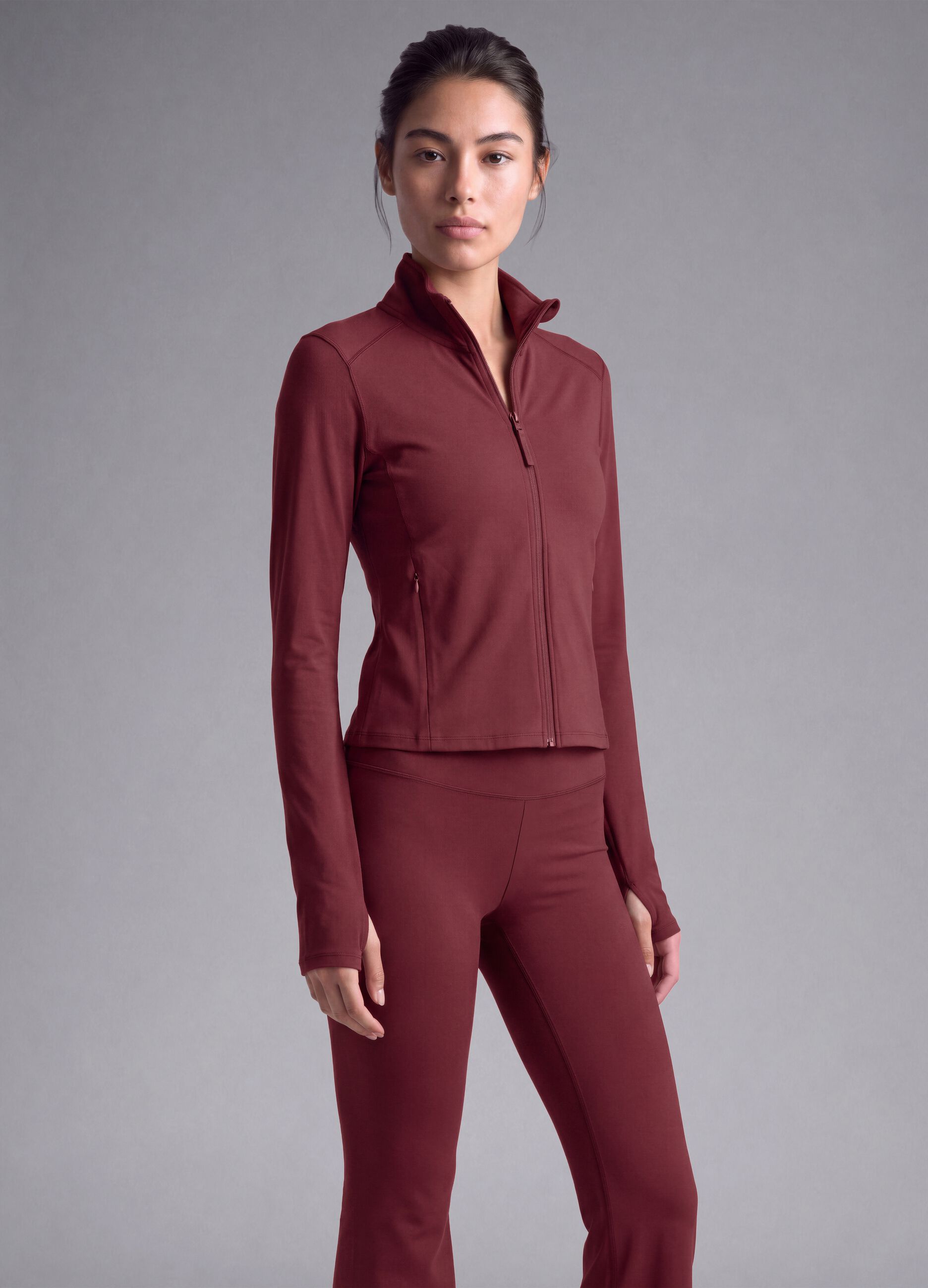 Red fitted full-zip jacket in stretch fabric &ndash; ALTAVIA STUDIO