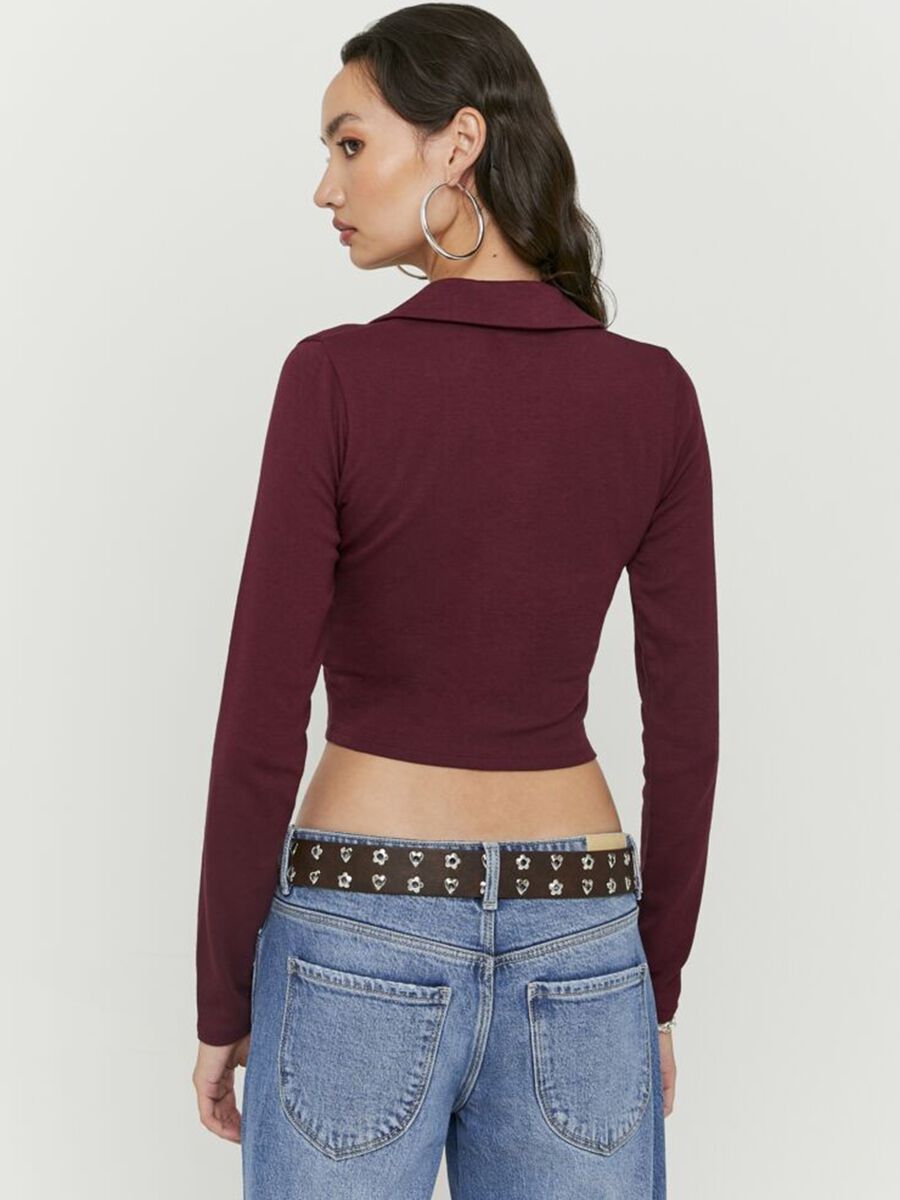 Red regular fit cotton blend sweater_1