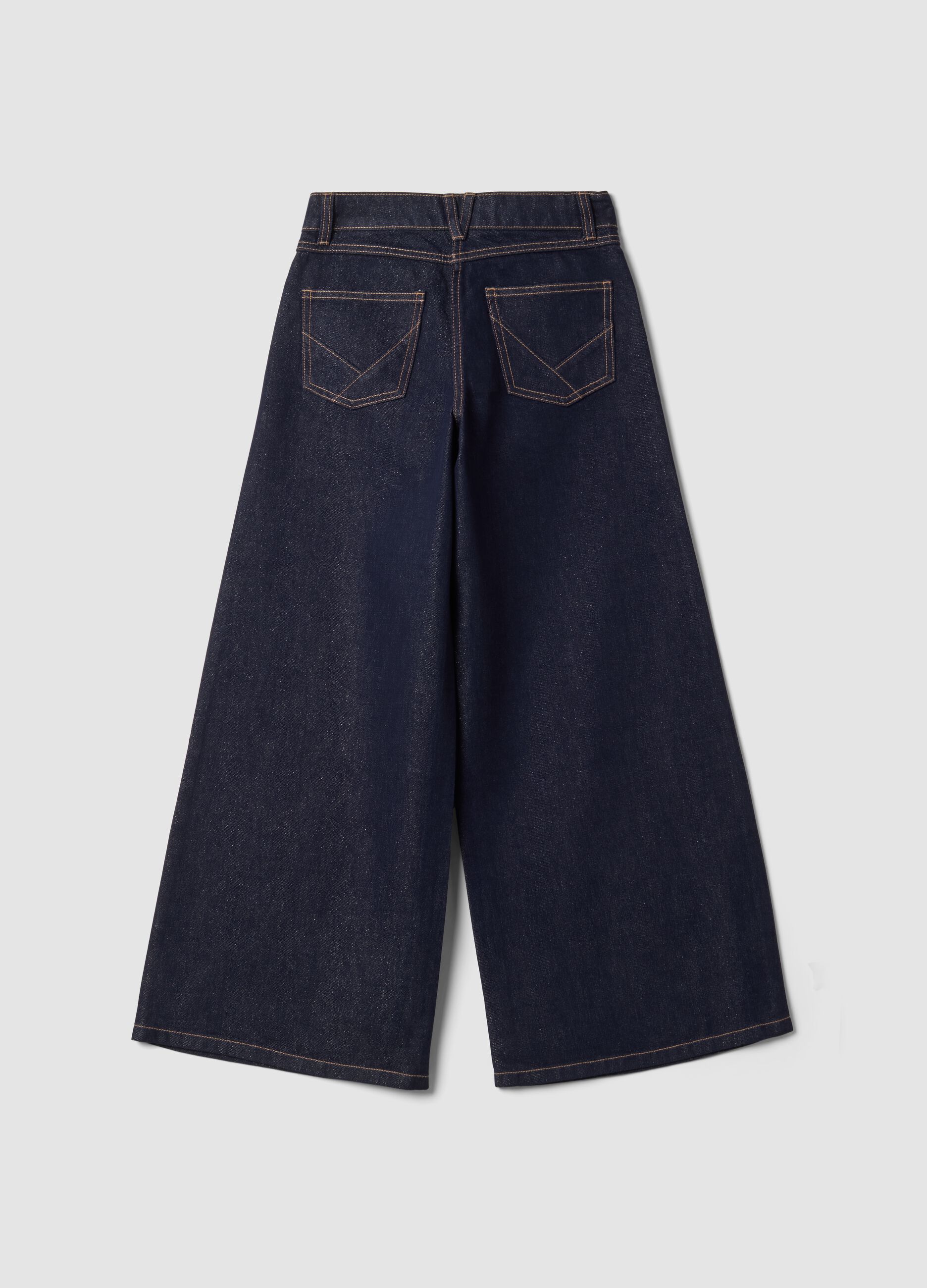 Jeans blu wide leg in misto cotone e lyocell