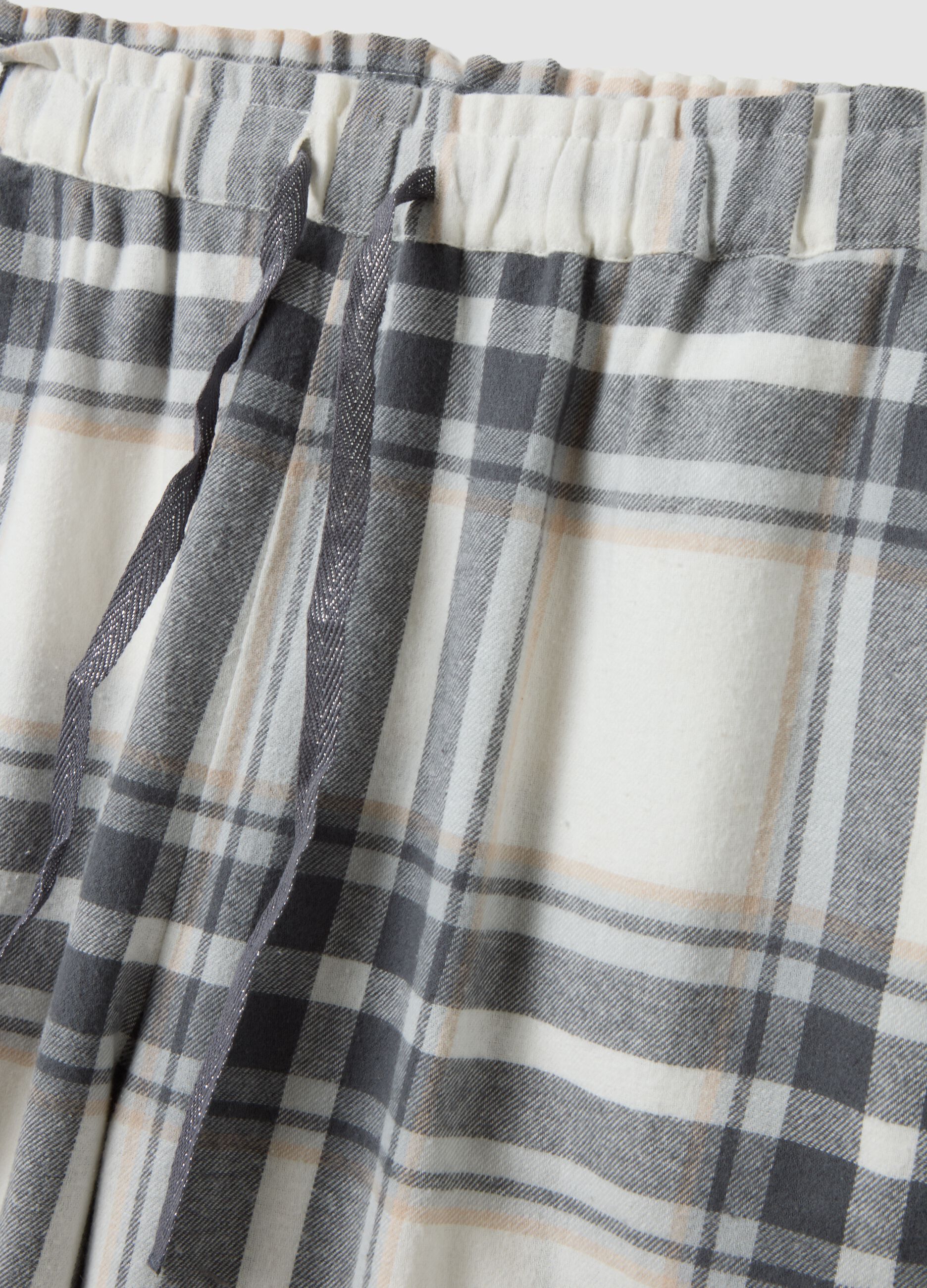 White checked organic pure cotton flannel pyjama bottoms
