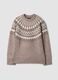 Beige jacquard crew-neck jumper, regular fit_0