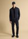Blue pure cotton zip jacket with knitted sleeves, regular fit_1