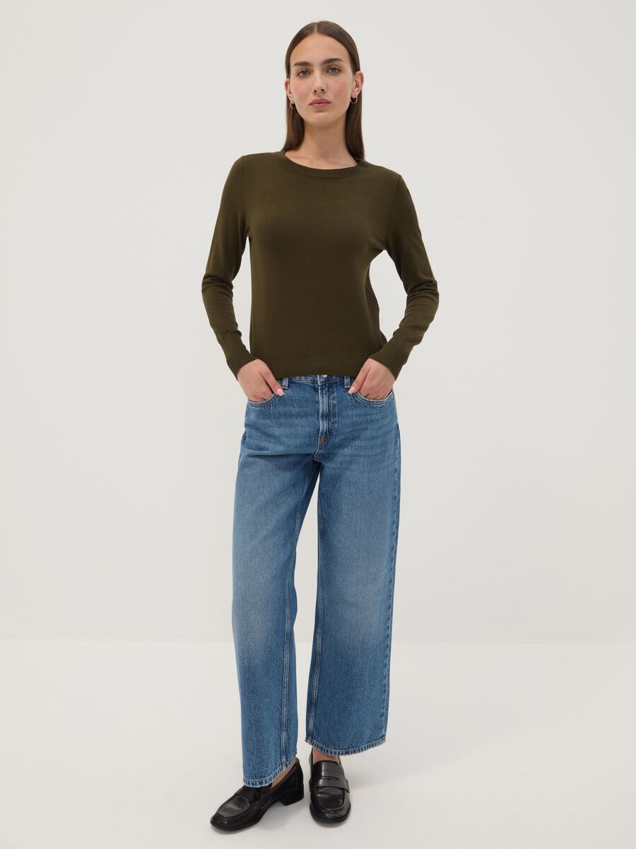 Maglia verde in misto viscosa a girocollo_2
