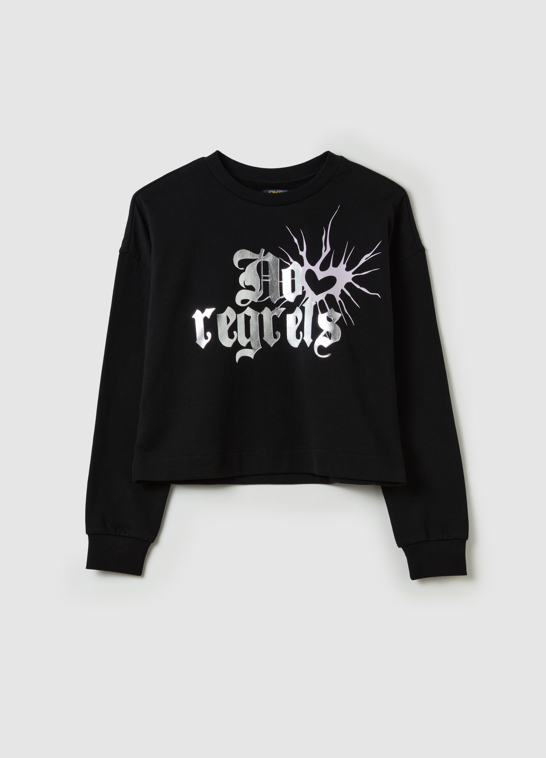 Cropped sweatshirt with foil print