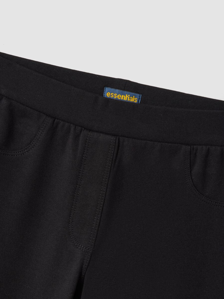 Black flare treggings in organic cotton and stretch viscose_1