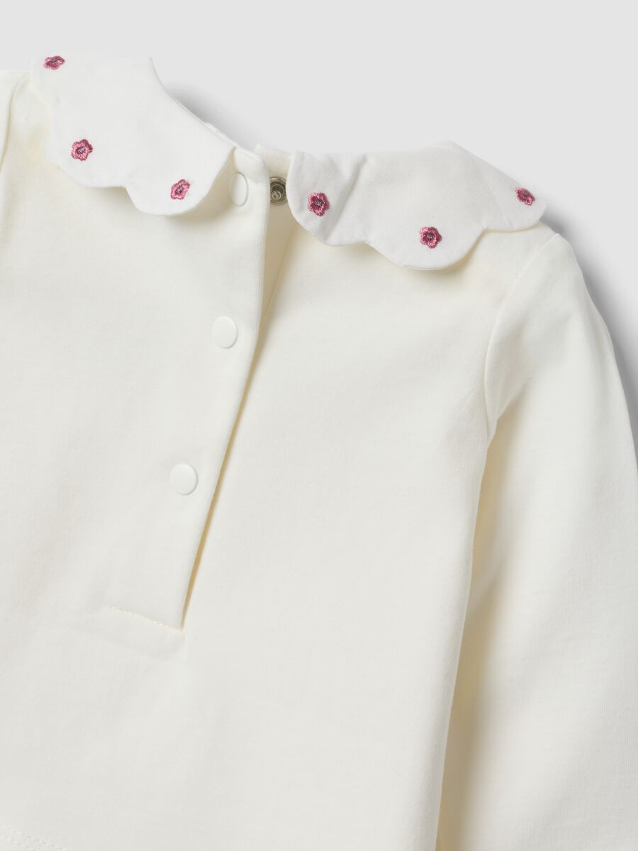 White pure organic cotton bodysuit with collar_3