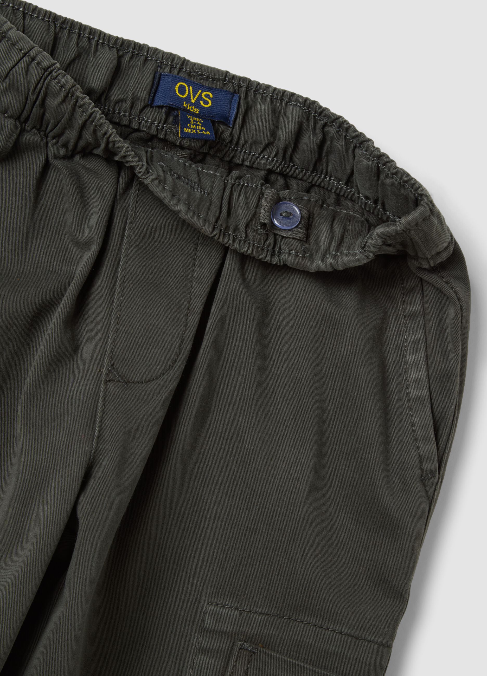 Grey stretch-cotton joggers with cargo pockets