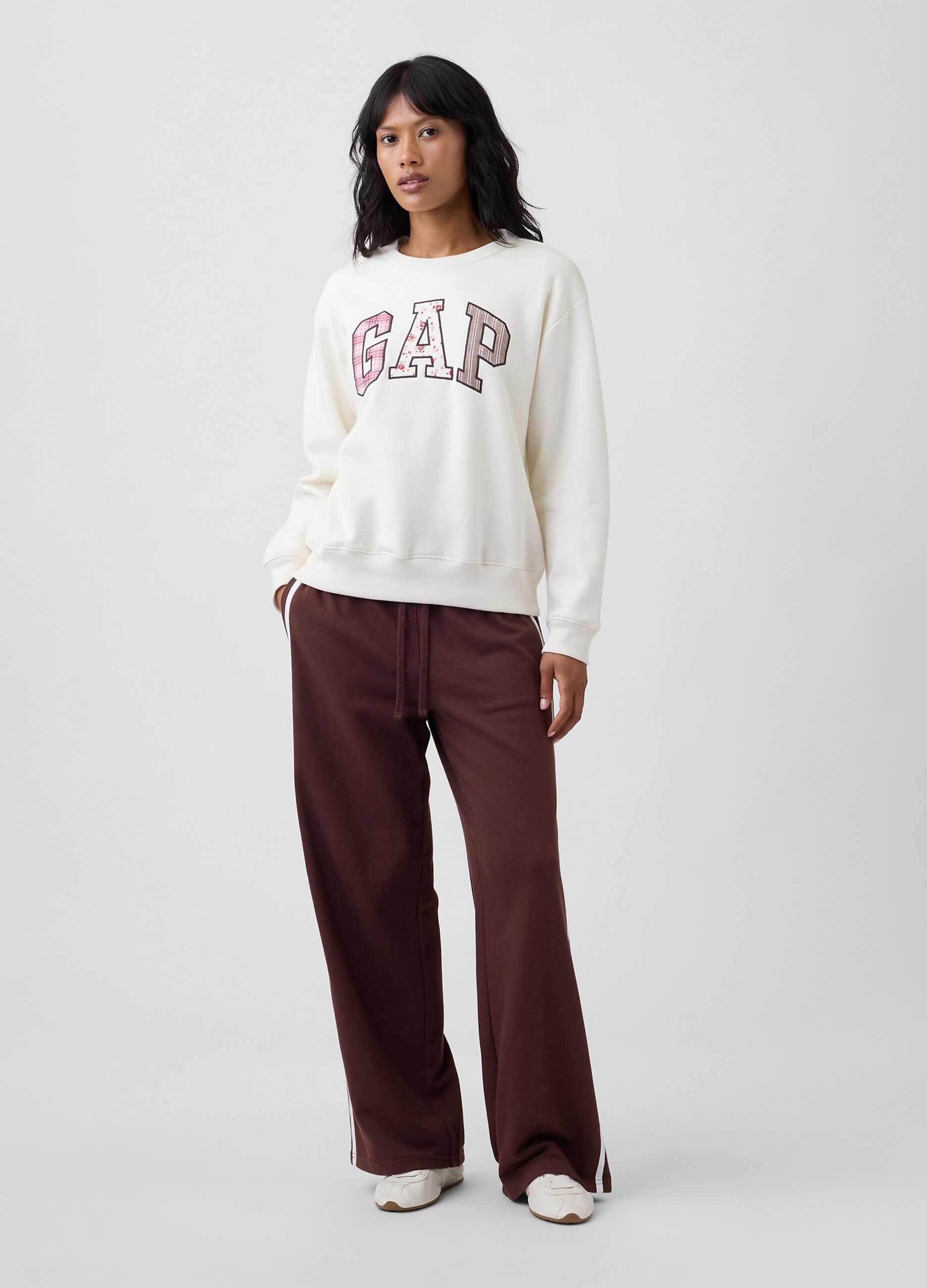 Ivory white cotton-blend sweatshirt with GAP patterned lettering