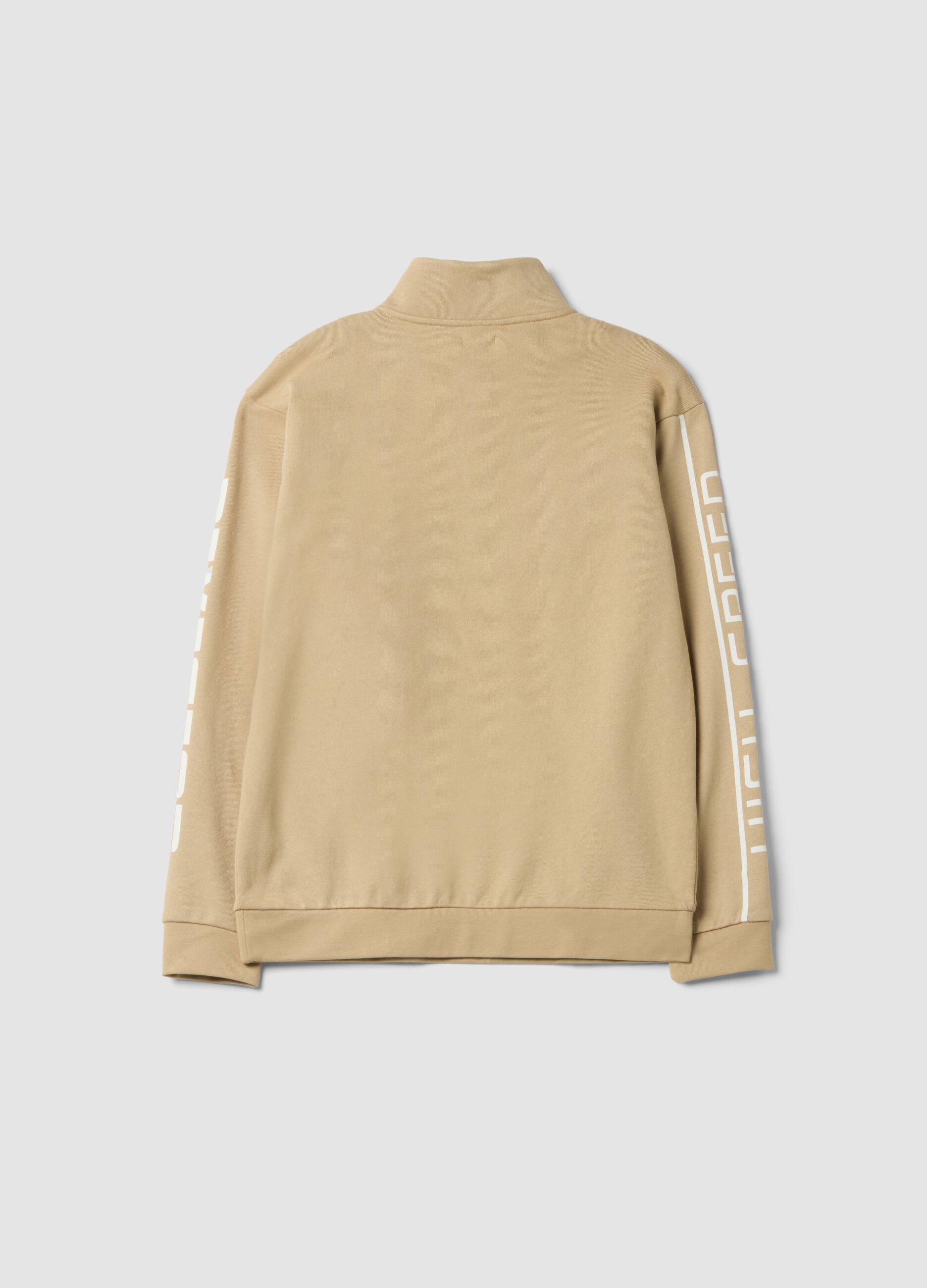 Half-zip beige in puro cotone relaxed fit