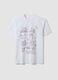 White pure cotton T-shirt with front print, regular fit_4
