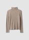 Maglia beige in misto viscosa a costine con girocollo_4