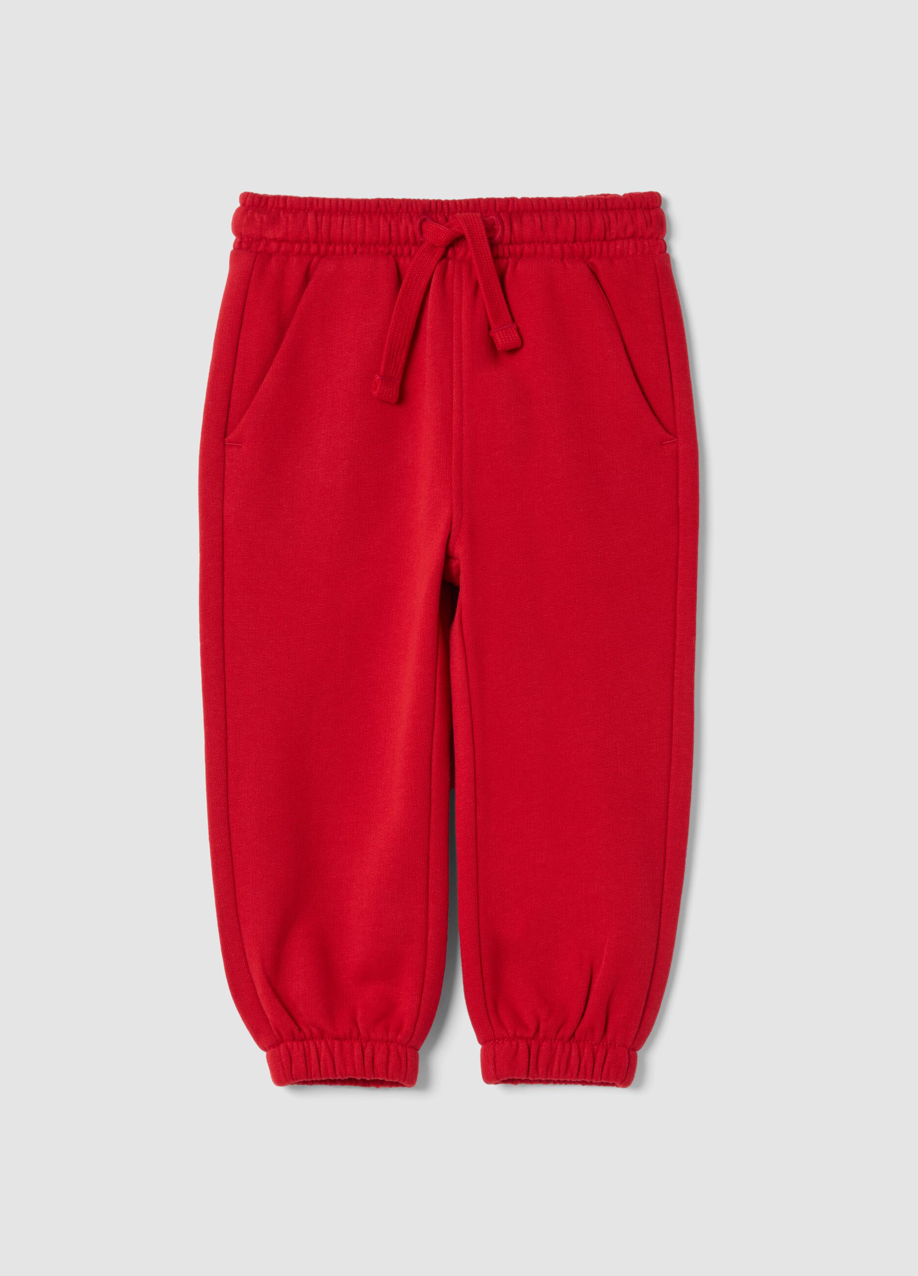 Pantaloni jogger rossi in puro cotone organico